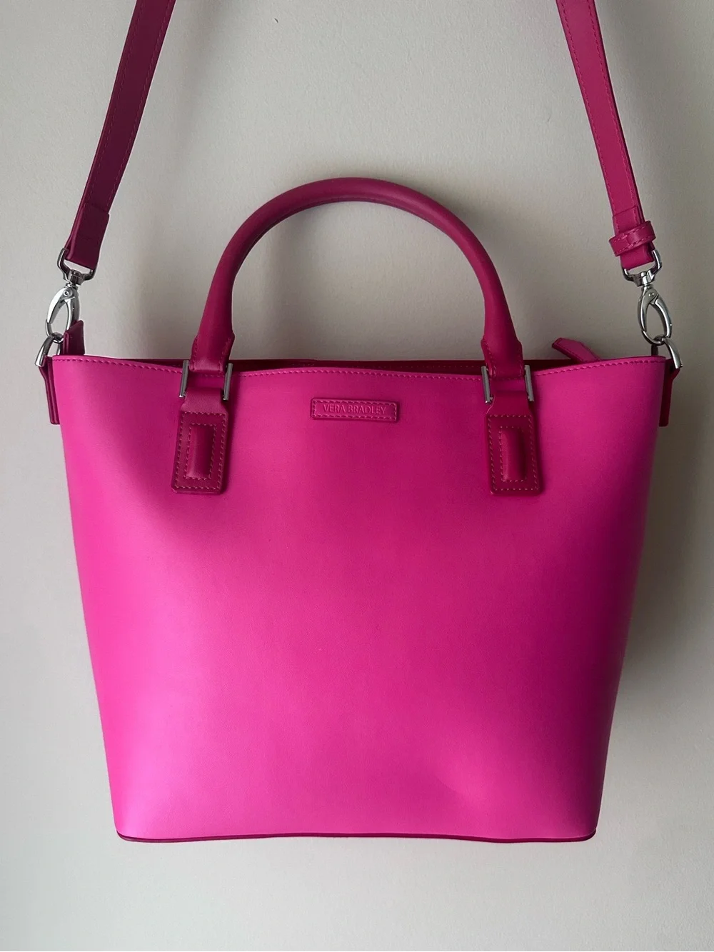 Vera Bradley Vibrant Hot Pink Composition Satchel with Detachable Strap